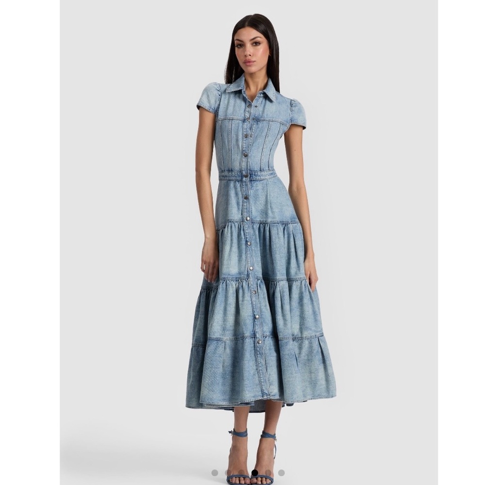 Alice + Olivia Patsy Denim Blue Maxi Dress